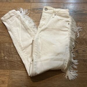 Levi Strauss vintage Cream white Fringe Skinny Jeans 26